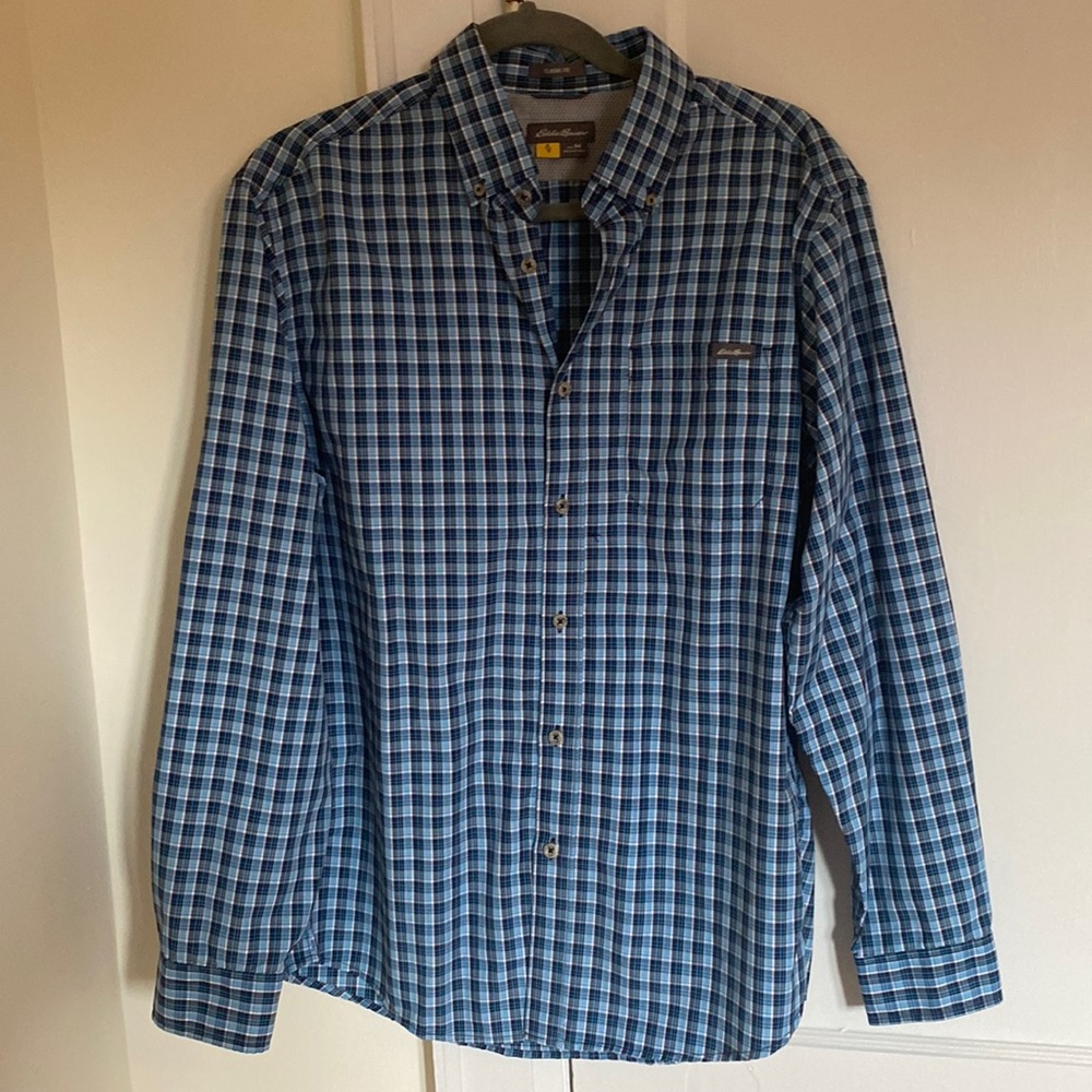 Long sleeve blue button down